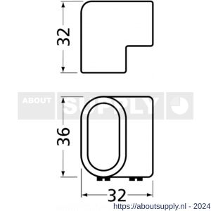 Hermeta 1270 garderobebuis hoekstuk vertikaal Gardelux 1 buis 1010 zwart EAN sticker - S20101638 - afbeelding 1