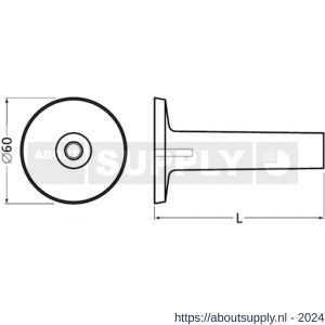 Hermeta 3514 leuninghouder rozet met vaste zuil 106 mm nieuw zilver EAN sticker - S20100942 - afbeelding 2