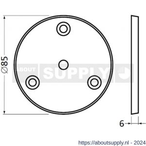 Hermeta 3567 leuninghouder rozet 82 mm met 3 verzonken gaten nieuw zilver - S20100972 - afbeelding 2