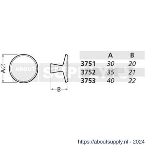Hermeta 3751 meubelknop rond 30 mm met bout M4 wit EAN sticker - S20101061 - afbeelding 2