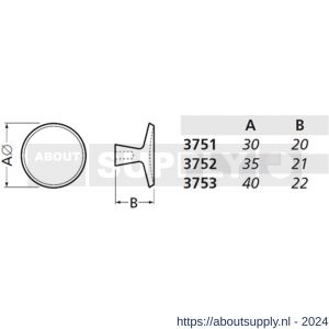 Hermeta 3753 meubelknop rond 40 mm met bout M4 wit EAN sticker - S20101072 - afbeelding 2