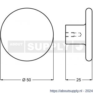 Hermeta 3755 meubelknop rond 50 mm mat naturel EAN sticker - S20101074 - afbeelding 2