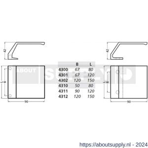 Hermeta 4300 deurduwer 80x90 mm 2x M6 nieuw zilver - S20100118 - afbeelding 2