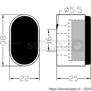 Hermeta 4700 deurbuffer ovaal 25 mm mat naturel - S20100088 - afbeelding 2