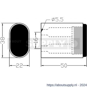 Hermeta 4702 deurbuffer ovaal 50 mm mat zwart EAN sticker - S20101966 - afbeelding 2