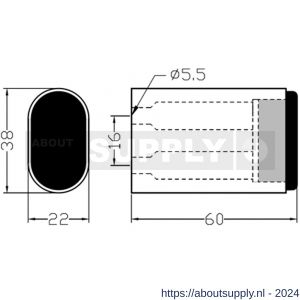 Hermeta 4704 deurbuffer ovaal 60 mm mat zwart - S20101967 - afbeelding 2