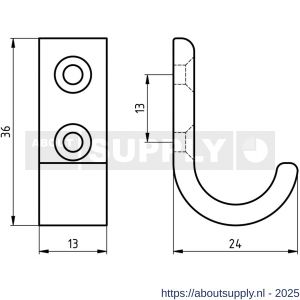 Hermeta 0554 jas- en handdoekhaak mat zwart - S20101431 - afbeelding 2