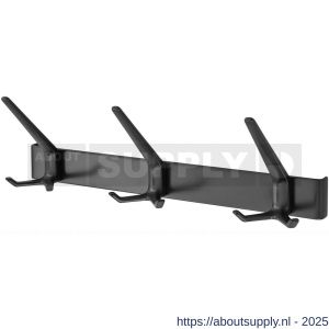 Hermeta 0863 garderobe kapstok 3x haak nummer 860 zwart - S20101380 - afbeelding 1