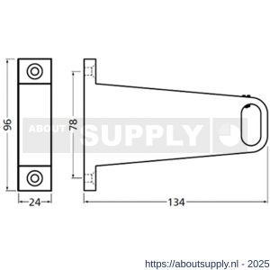 Hermeta 1052 garderobebuis steun midden Gardelux 1 type 3 mat zwart - S20101556 - afbeelding 2