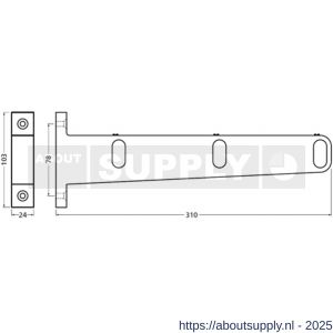 Hermeta 1112 garderobebuis steun midden Gardelux 1 type 7A mat zwart - S20101586 - afbeelding 2