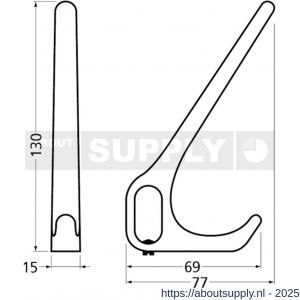 Hermeta 1220 garderobebuis hoed- en jashaak enkel Gardelux 1 naturel - S20101843 - afbeelding 2