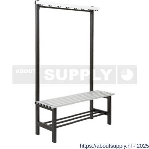 Hermeta 3087 zitbank Gardelux type 5 115 cm aluminium zitting met schoenenrek zwart - S20101333 - afbeelding 1