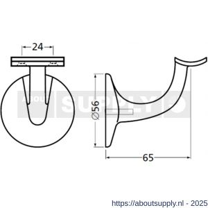 Hermeta 3501 leuninghouder 65 mm holzadel M8 zwart EAN sticker - S20100838 - afbeelding 2