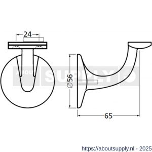 Hermeta 3503 leuninghouder 65 mm vlakzadel M8 nieuw zilver - S20101799 - afbeelding 2