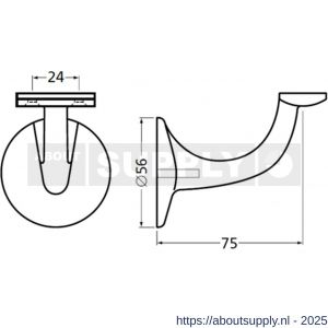 Hermeta 3508 leuninghouder 75 mm vlakzadel M8 zwart - S20101706 - afbeelding 2