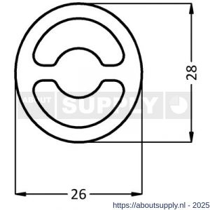 Hermeta 3850 koker doorvalbeveiliging rond-ovaal 28x26x3 mm aluminium 300 cm mat naturel - S20102092 - afbeelding 2
