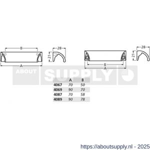 Hermeta 4089 ladegreep 90 mm opschroevend mat zwart - S20102073 - afbeelding 1