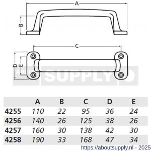 Hermeta 4258 hand- en meubelgreep 190 mm opschroevend nieuw zilver EAN sticker - S20101184 - afbeelding 2