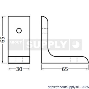 Hermeta 5500 plankdrager bevestigingshoek 65x65x30 mm mat zwart - S20101746 - afbeelding 2