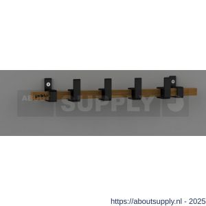 Hermeta GA7293 wand garderobe Gardelux Anna 3 haaks hout-aluminium mat zwart - S20102017 - afbeelding 1