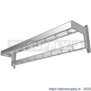 Hermeta GF2B wand garderobe Gardelux Fit 2 aluminium basis 730 mm 11 haken mat naturel-steunen grijs RAL 7035 fijnstructuur - S20102316 - afbeelding 1