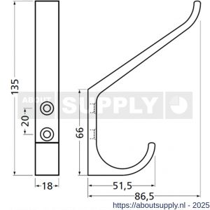 Hermeta 0148 garderobe hoed- en jashaak enkel mat zwart - S20101502 - afbeelding 2