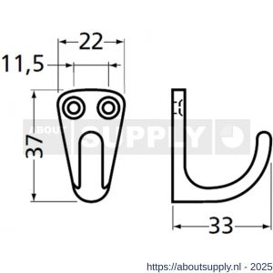 Hermeta 0553 handdoekhaak zwart - S20101537 - afbeelding 1