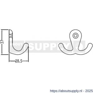 Hermeta 0560 handdoekhaak dubbel wit EAN sticker - S20100672 - afbeelding 2