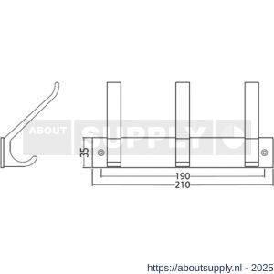 hermeta 0683 handdoekrek kapstok 3x haak nummer 880 naturel - S20100717 - afbeelding 2
