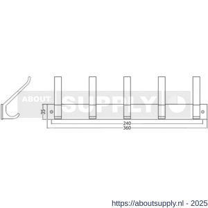 hermeta 0685 handdoekrek kapstok 5x haak nummer 880 naturel - S20100221 - afbeelding 2