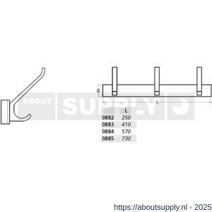 Hermeta 0882 garderobe kapstok 2x haak nummer 880 naturel EAN sticker - S20100611 - afbeelding 2