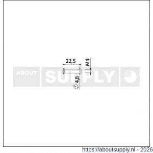 Ami deurbeslag patentbouthuls messing vernikkeld M4x22,5 mm zonder zaagsnede set 10 stuks - S10900197 - afbeelding 2