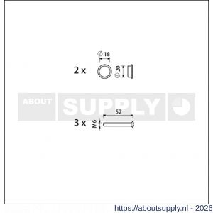 Ami veiligheidsbeslag bevestigingsset VHB veiligheidsschilden 3x schroef M6x53 mm RVS en 2x nylon ring deurdikte 38-42 mm - S10901670 - afbeelding 2