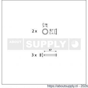 Ami veiligheidsbeslag bevestigingsset VHB veiligheidsschilden 3x schroef M6x70 mm RVS en 2x nylon ring deurdikte 53-57 mm - S10901671 - afbeelding 2