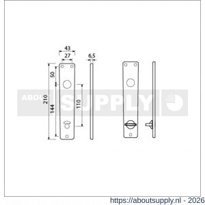 Ami 218/3 RH langschild aluminium rondhoek toilet- en badkamersluiting WC 218/3 RH 8x110 mm F2 - S10900669 - afbeelding 2