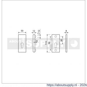 Ami VHB 115/50 veiligheidsrozet SKG*** VHB rozet 115/50 profielcilinder PC F1 deurdikte 38-42 mm - S10901524 - afbeelding 2