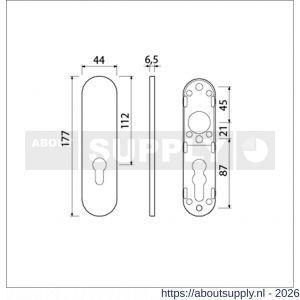 Ami 177/1 Klik kortschild aluminium zonder krukgat profielcilinder PC 55 F1 - S10900531 - afbeelding 2