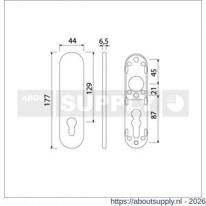 Ami 177/1 Klik kortschild aluminium zonder krukgat profielcilinder PC 72 F1 - S10900532 - afbeelding 2