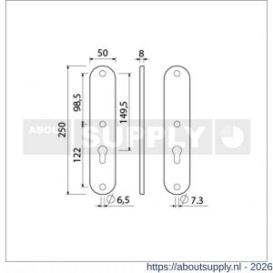 Ami 250/50/8/1 langschild aluminium zonder krukgat profielcilinder PC 72 F1 R6,5/R7,3 - S10900677 - afbeelding 2
