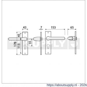 Ami KS 178/43-386 kruk-kruk garnituur deurkruk 386 Rota kortschild 178/43 profielcilinder PC 55 F1 deurdikte 38-42 mm - S10900113 - afbeelding 2