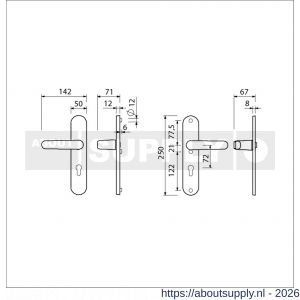 Ami VHB 250/50/1-378 veiligheids Rotaveer kruk-kruk langschildgarnituur SKG*** ovaal VHB 378 Rota 250/50/1 profielcilinder PC 72 F1 deurdikte 53-57 mm - S10901216 - afbeelding 2