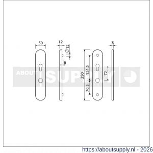 Ami VHB 250/50/1 senioren veiligheidslangschild SKG** Archi Design ovaal omkeer VHB 250/50/1 buiten en binnen profielcilinder PC 72 omkeer Irox deurdikte 38-42 mm - S10901383 - afbeelding 2