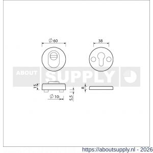 Ami VHB rond rozet veiligheidsrozet SKG*** Archi Design rond VHB rozet rond 60/15 buiten kerntrek KT en binnen profielcilinder PC Irox deurdikte 38-42 mm - S10901546 - afbeelding 2