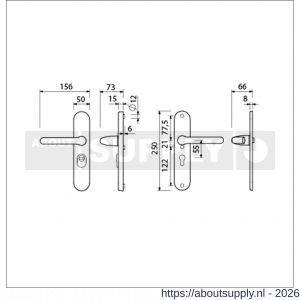 Ami VHB 250/15-386 KT veiligheids Rotaveer kruk-kruk langschildgarnituur SKG*** kerntrekbeveiliging ovaal VHB 386 Rota 250/50/15 kerntrek KT 55 en profielcilinder PC 55 F1 deurdikte 38-42 mm - S10901206 - afbeelding 2