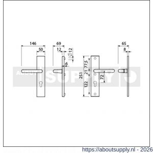 Ami VHB 251/50 veiligheidslangschild SKG*** VHB 356 vastdraaibaar 251/50 buiten en binnen profielcilinder PC 72 F1 deurdikte 38-42 mm - S10901418 - afbeelding 2