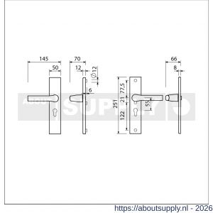 Ami VHB 251/50-379 veiligheids Rotaveer kruk-kruk langschildgarnituur SKG*** VHB deurkruk 379 Rota 251/50 profielcilinder PC 55 F1 en deurkruk 379 Rota 251/50 profielcilinder PC 55 deurdikte 38-42 mm - S10900928 - afbeelding 2