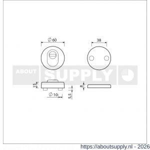 Ami VHB rond rozet KT veiligheidsrozet SKG*** VHB rozet rond buiten 15 mm KT en binnen blind F1 deurdikte 38-42 mm - S10901550 - afbeelding 2