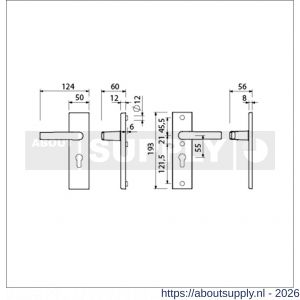 Ami VHB 193/50 veiligheidskortschild SKG*** VHB 193/50 buiten en binnen profielcilinder PC 55 met deurkruk 332 F1 deurdikte 38-42 mm - S10901346 - afbeelding 2