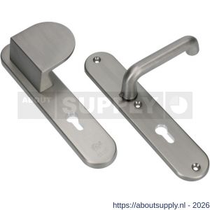 Ami VHB 250/50/1-90/83 veiligheidsvoordeur-duwerlangschildgarnituur SKG*** Archi Design ovaal VHB 250/50/1 profielcilinder PC 55 deurduwer 90/83 rechts en deurkruk 356 Irox deurdikte 38-42 mm - S10901027 - afbeelding 1