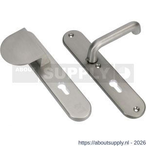 Ami VHB 250/50/1-90/83 veiligheidsvoordeur-duwerlangschildgarnituur SKG*** Archi Design ovaal VHB 250/50/1 profielcilinder PC 55 deurduwer 90/83 links en deurkruk 356 Irox deurdikte 38-42 mm - S10901025 - afbeelding 1